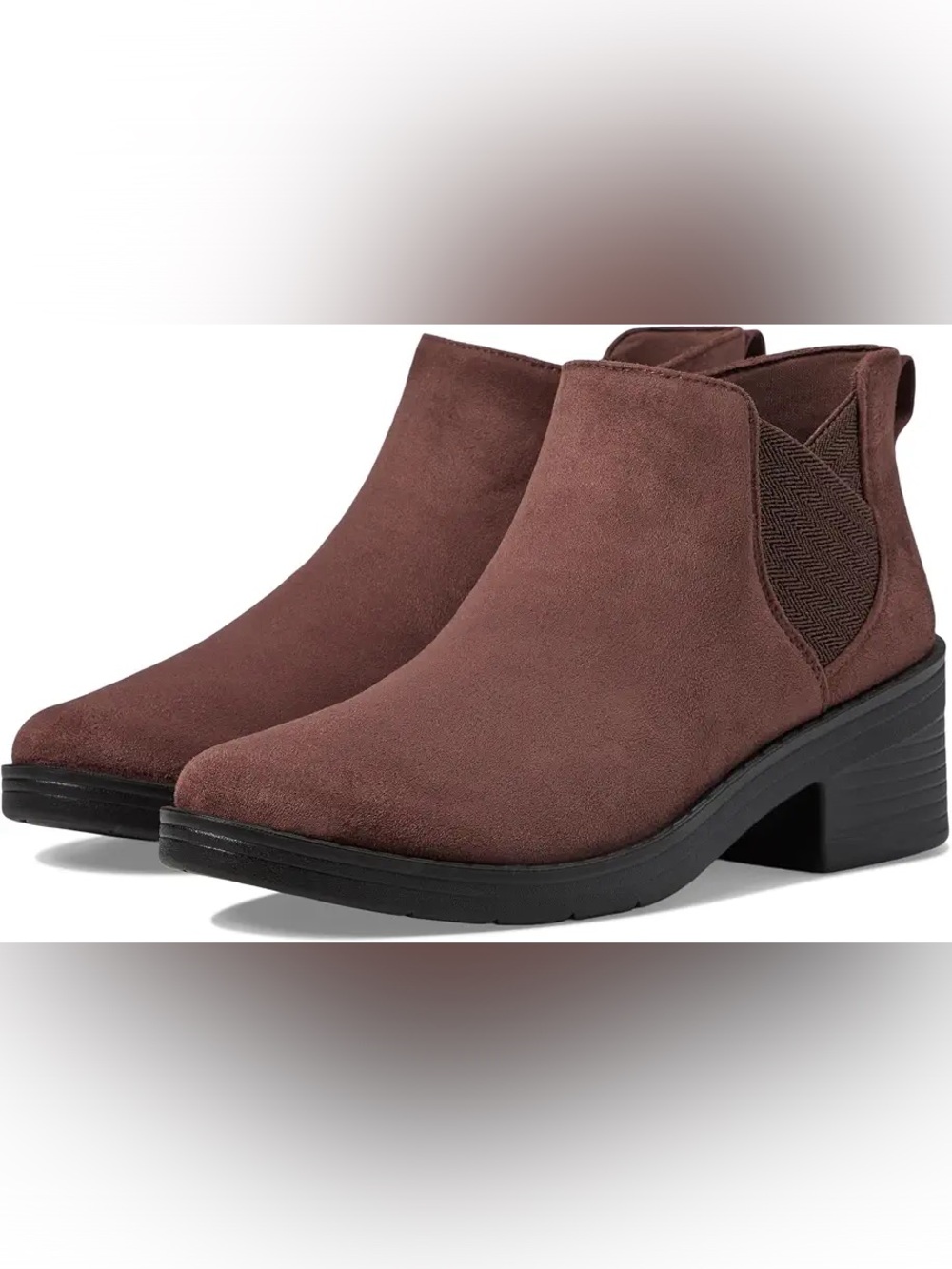 BZEES Women's Plum Ontario Ankle Bootie 8.5 Medium Chelsea Boot Block Heel